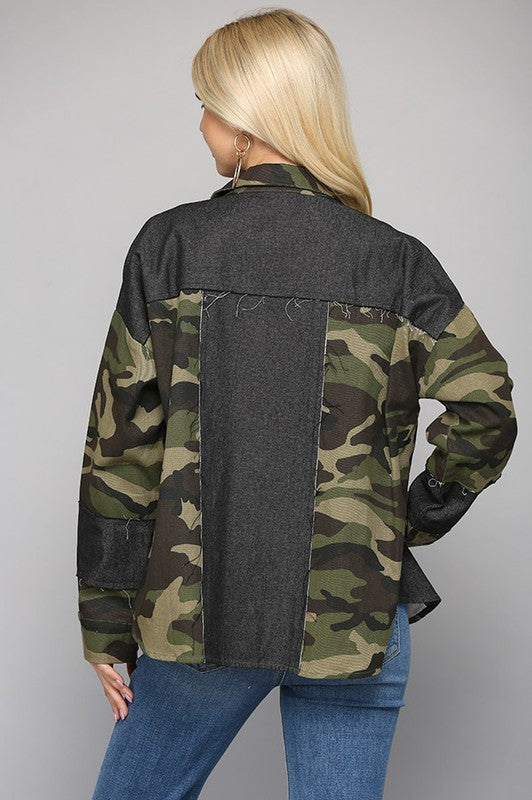 Camouflage denim shops jacket