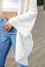 Embroidered Floral Kimono - Cream