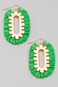 Oval Fan Earrings - GREEN