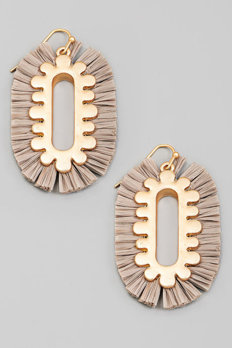 Oval Fan Earrings - LIGHT GREY