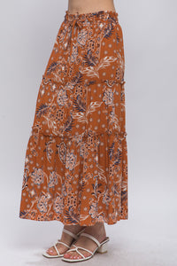 Floral Maxi Skirt - RUST