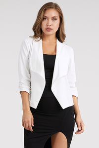 Brooke Open Front Blazer-White