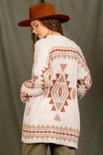 Southwestern Print Cozy Cardigan - Cream