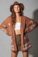 Southwestern Print Cozy Cardigan - Camel