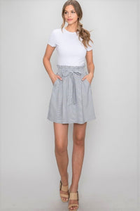 Black Stripe Front Tie Skirt