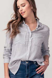 Lori Striped Button Down Blouse