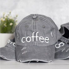 Coffee Distressed Grey Dad Cap