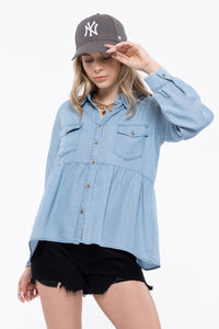 Jessica Tiered Button Up Denim Top