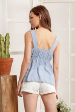 Sophia Embroidered Tank Top-Light Blue