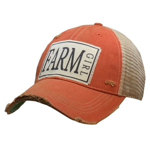 Farm Girl Distressed Trucker Cap