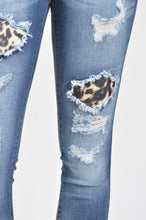 Kan Can Mid Rise Leopard Patch Ankle Skinny