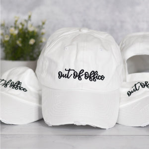 Out Of Office Distressed White Cap