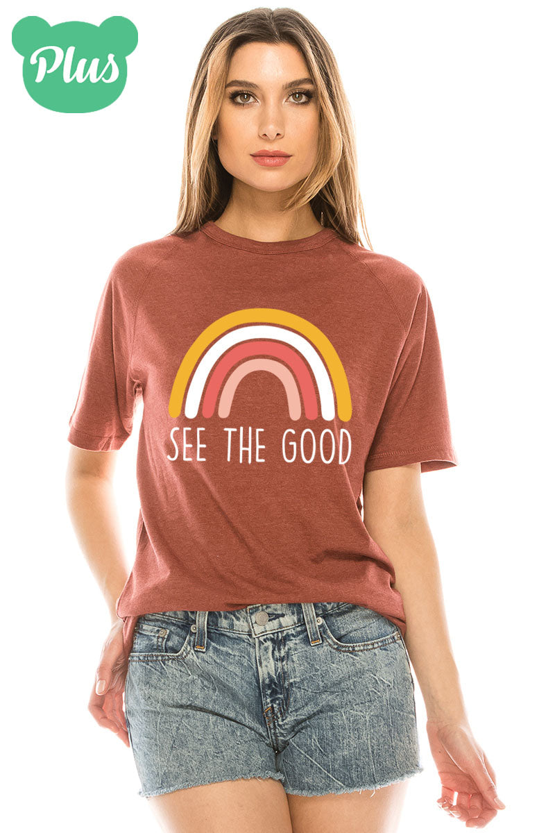 Curvy See The Good Rainbow Graphic Tee