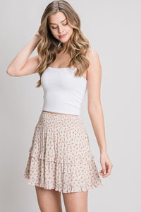 Cream floral mini outlet skirt