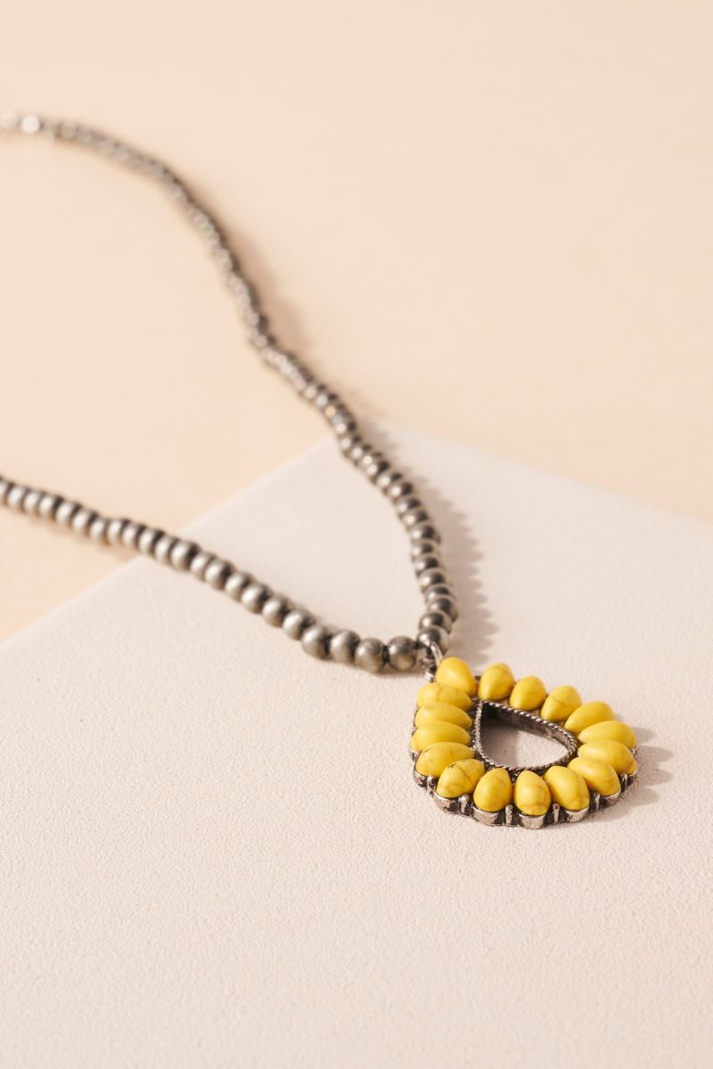 Western Stone Pendant Necklace-Yellow