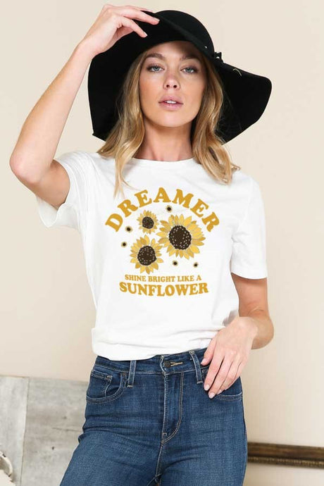 Dreamer Shine Bright Like a Sunflower Graphic Tee