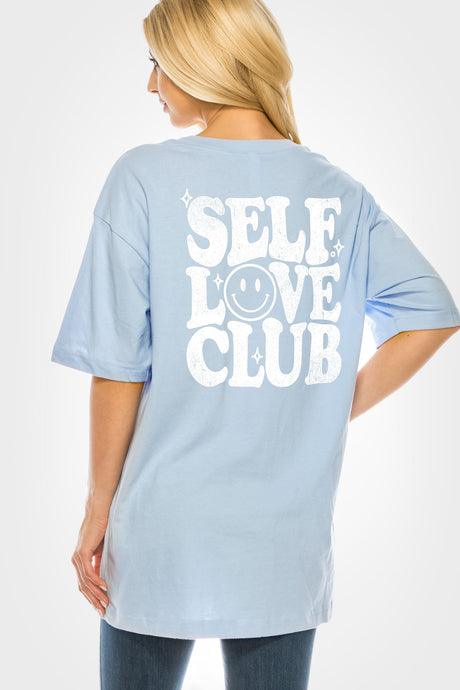 Self Love Club Happy Face Oversize Graphic Tee