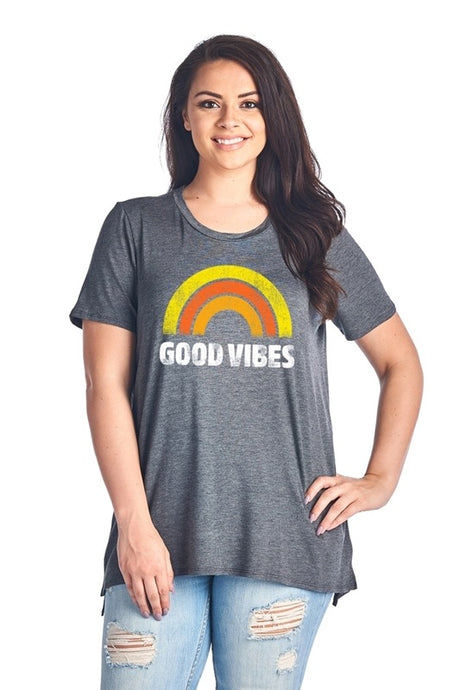 Curvy “Good Vibes” Graphic Tee